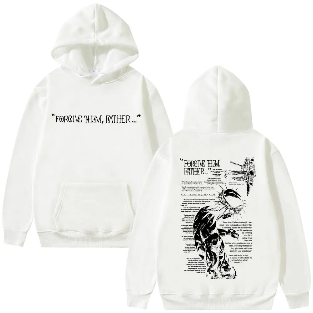 Christian Religious Jesus Forgive Them Father Graphic Hoodie Men Women Gothic Rock Harajuku Sweatshirt Man Oversized Streetwear