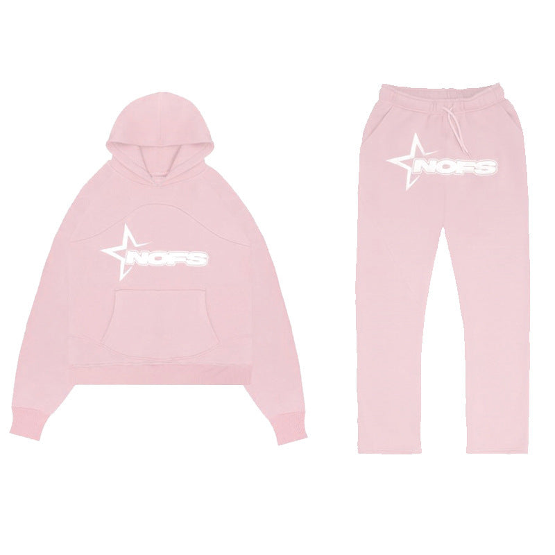 Men's Y2K Tracksuit Set, Hooded Sweatshirt and Pants, Gothic Hip-hop Punk Rock Streetwear.