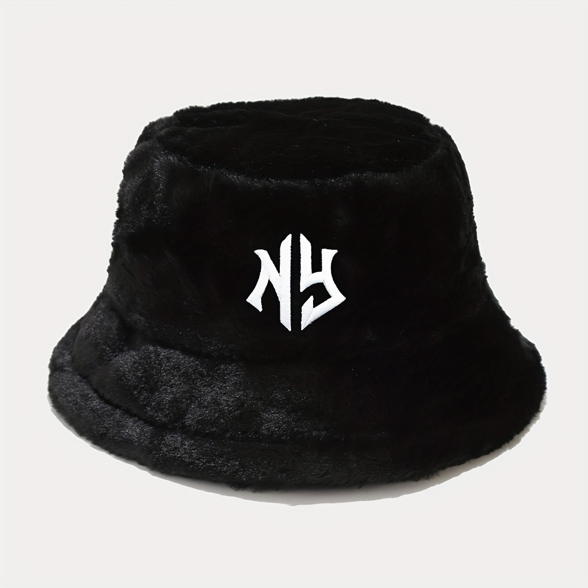 1pc Women's Embroidered Bucket Hat Unisex Warm Plush Sun Hat Men's Outdoor Fashion Trends Vacation Travel Foldable Fisherman Cap for Autumn Winter