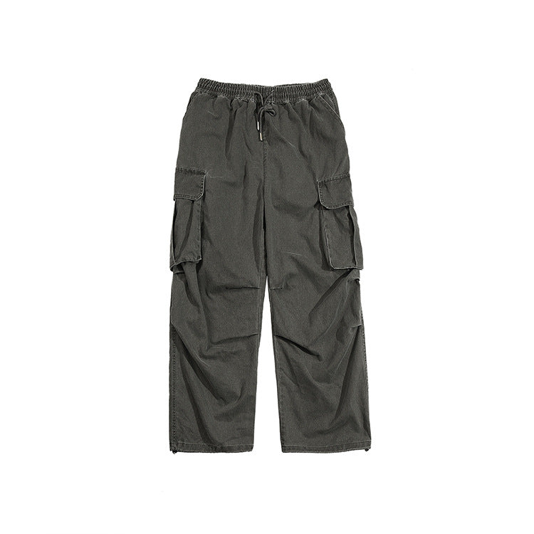 Spring And Autumn Washed Distressed Overalls American Street Casual Trousers