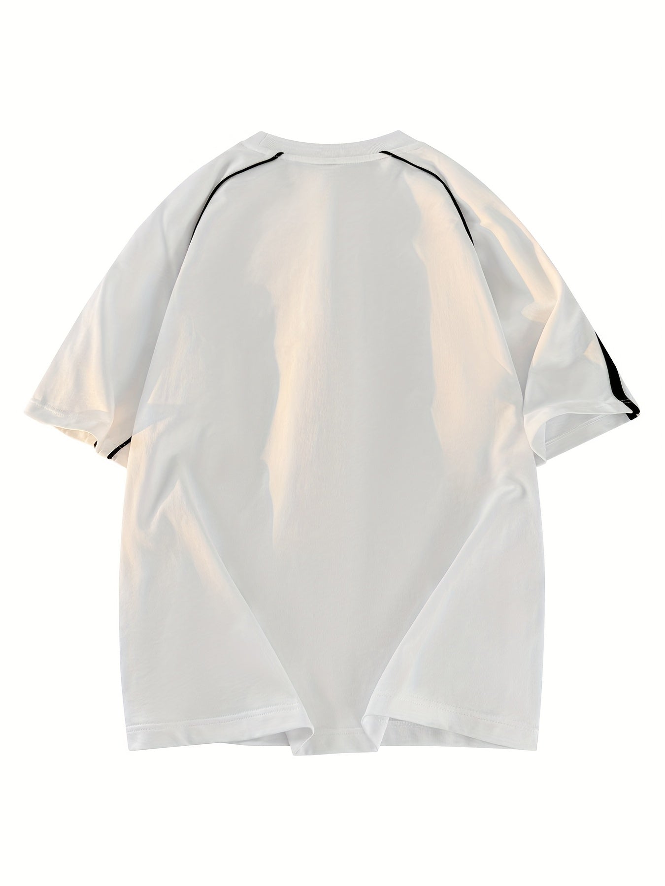 Men's Letter Print Short Sleeve T-Shirt - - Alphabet Design ( to), Loose Fit Round Neck Summer Casual Tee with Winding Strap for Outdoor Wear, Urban Style & Everyday Use - Hand Washable Non-Stretch Top