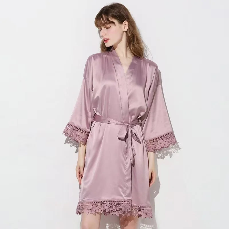 Bridesmaid Robes Bride Gift Bride Robe Bridesmaid Gift Satin Lace Robe Bride Dressing Gown Bridal Party Robes Wedding Robe Perso
