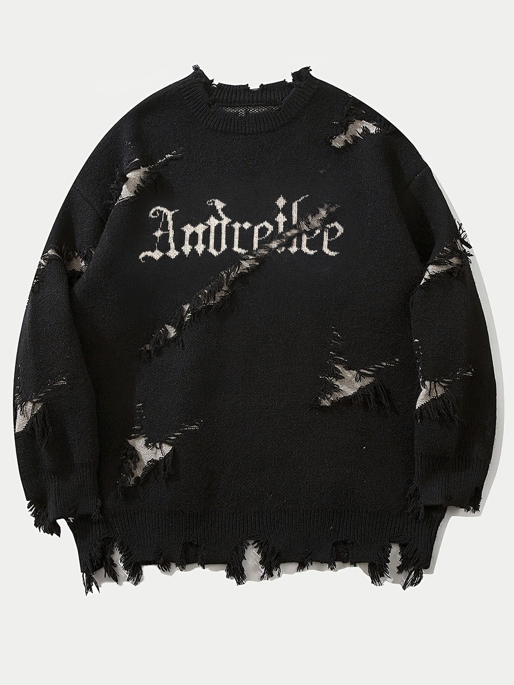 Men'S Oversized Knit Sweater - Loose Fit Drop Shoulder Pullover with Andrii Lettering, Dark Green Streetwear Sweater for Fall/Winter, Non-Bulky Casual Sweater for Everyday & Formal Outfits, Sweater, Fall Winter Apparel, Distr