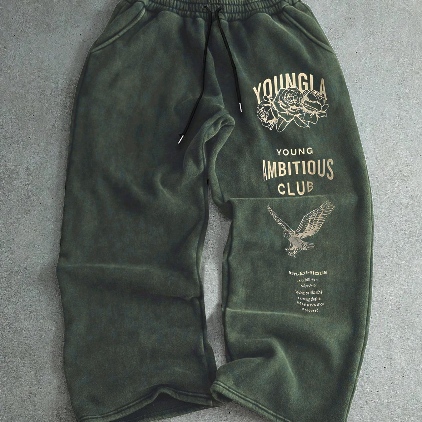 Men's Drawstring Waist Printed Pants