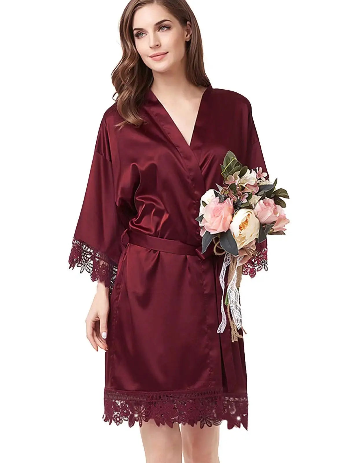 Bridesmaid Robes Bride Gift Bride Robe Bridesmaid Gift Satin Lace Robe Bride Dressing Gown Bridal Party Robes Wedding Robe Perso