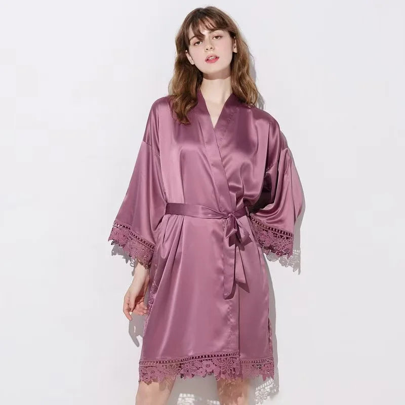 Bridesmaid Robes Bride Gift Bride Robe Bridesmaid Gift Satin Lace Robe Bride Dressing Gown Bridal Party Robes Wedding Robe Perso