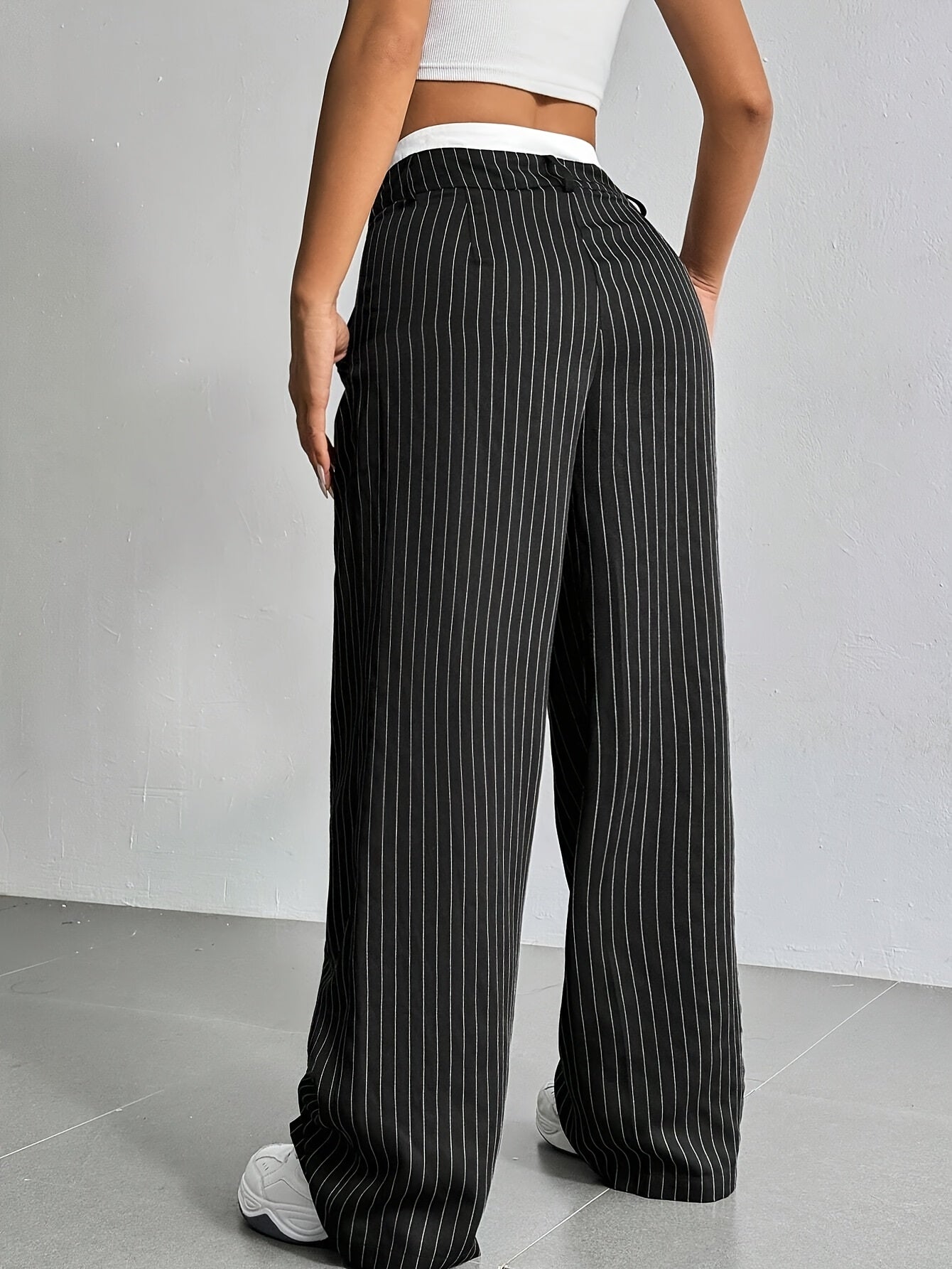 New Cross-Border Design of High-Waisted, Casual, Spliced Straight Pants with a Minimalist Drape Style Inspired by Japanese And Korean Fashion