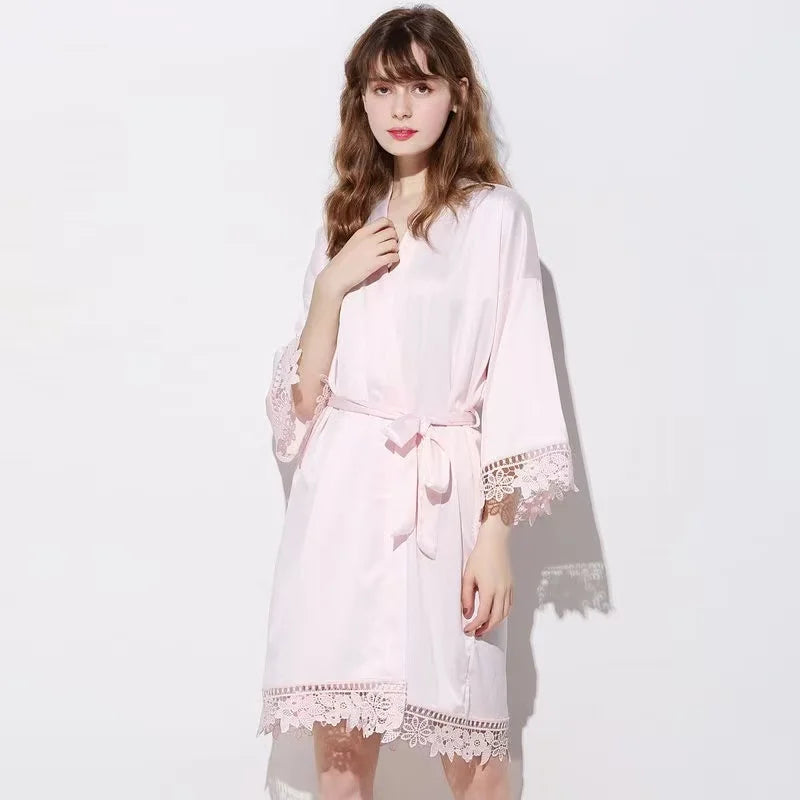 Bridesmaid Robes Bride Gift Bride Robe Bridesmaid Gift Satin Lace Robe Bride Dressing Gown Bridal Party Robes Wedding Robe Perso
