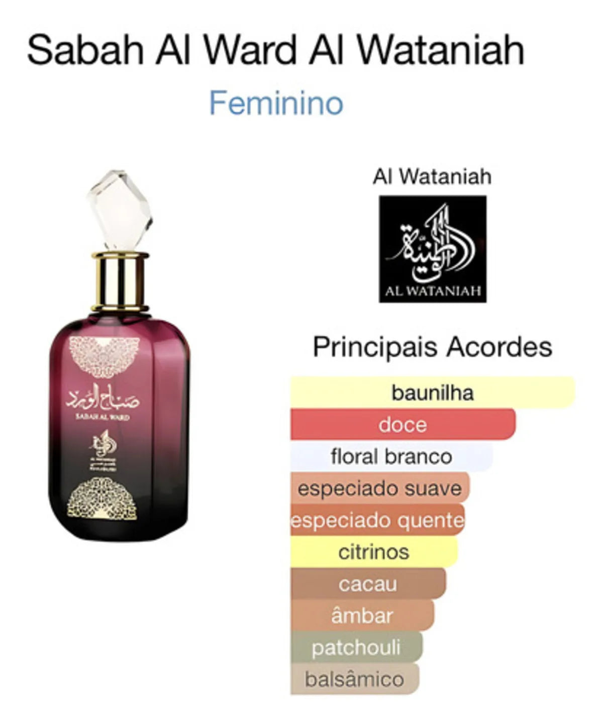 Sabah Al Ward Eau De Parfum Female Oriental Arabic Floral Perfume 100ml