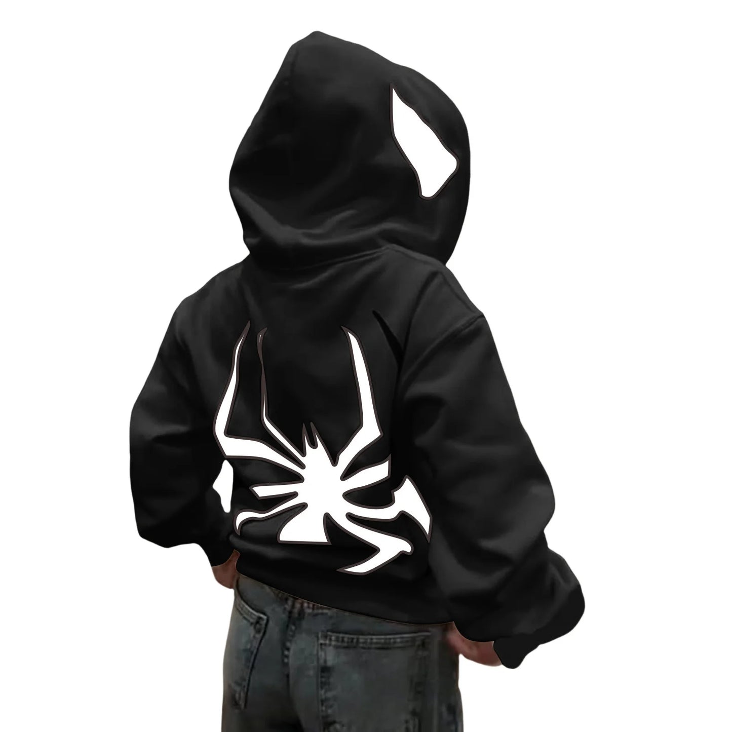 Harajuku Casual Loose Hooded Sweatshirt Y2k Women/Men Spider Print Hoodies Women Hip Hop Zipper Long Sleeve Jacket Coats Autumn