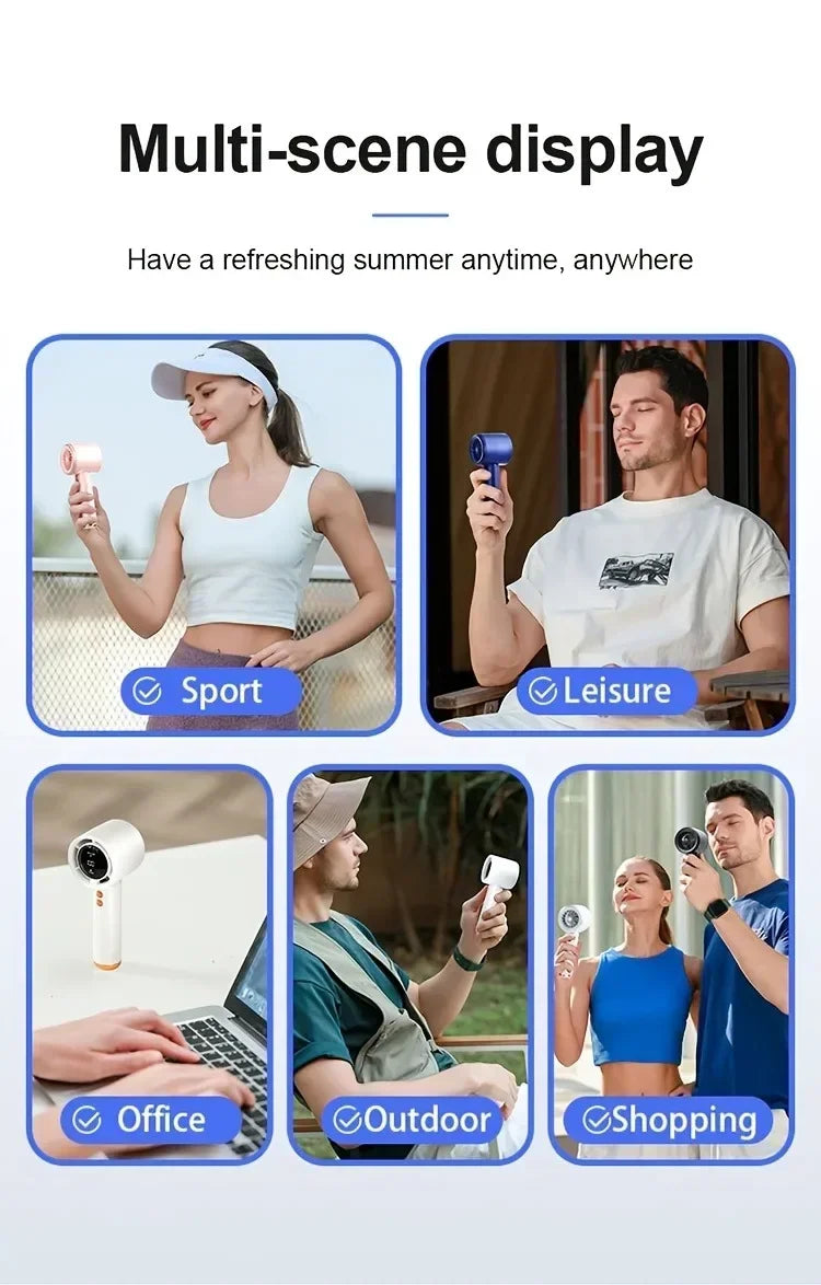 High Speed Portable Turbo Fan Cooler Fan 100-Speed Adjustment High-Speed Fan Handheld Fan Mini Fan 100-Level Adjustment Portable