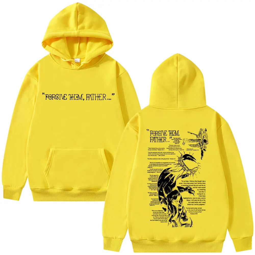 Christian Religious Jesus Forgive Them Father Graphic Hoodie Men Women Gothic Rock Harajuku Sweatshirt Man Oversized Streetwear