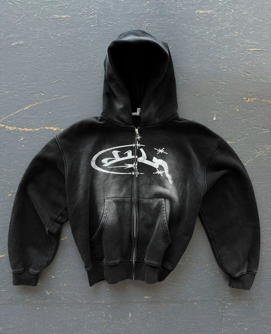 Y2K Unisex Zip Up Vintage Fashion Print Hoodies New Harajuku Hip Hop Long Sleeve Coats Loose Hooded Sweatshirt Men Streetwear