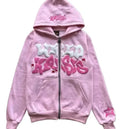 Zipper hooded sweatshirt with retro American letters and stars suitable for men and women  jacket autumn d winter cardigan