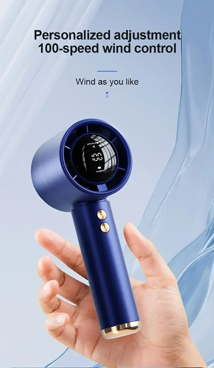 High Speed Portable Turbo Fan Cooler Fan 100-Speed Adjustment High-Speed Fan Handheld Fan Mini Fan 100-Level Adjustment Portable
