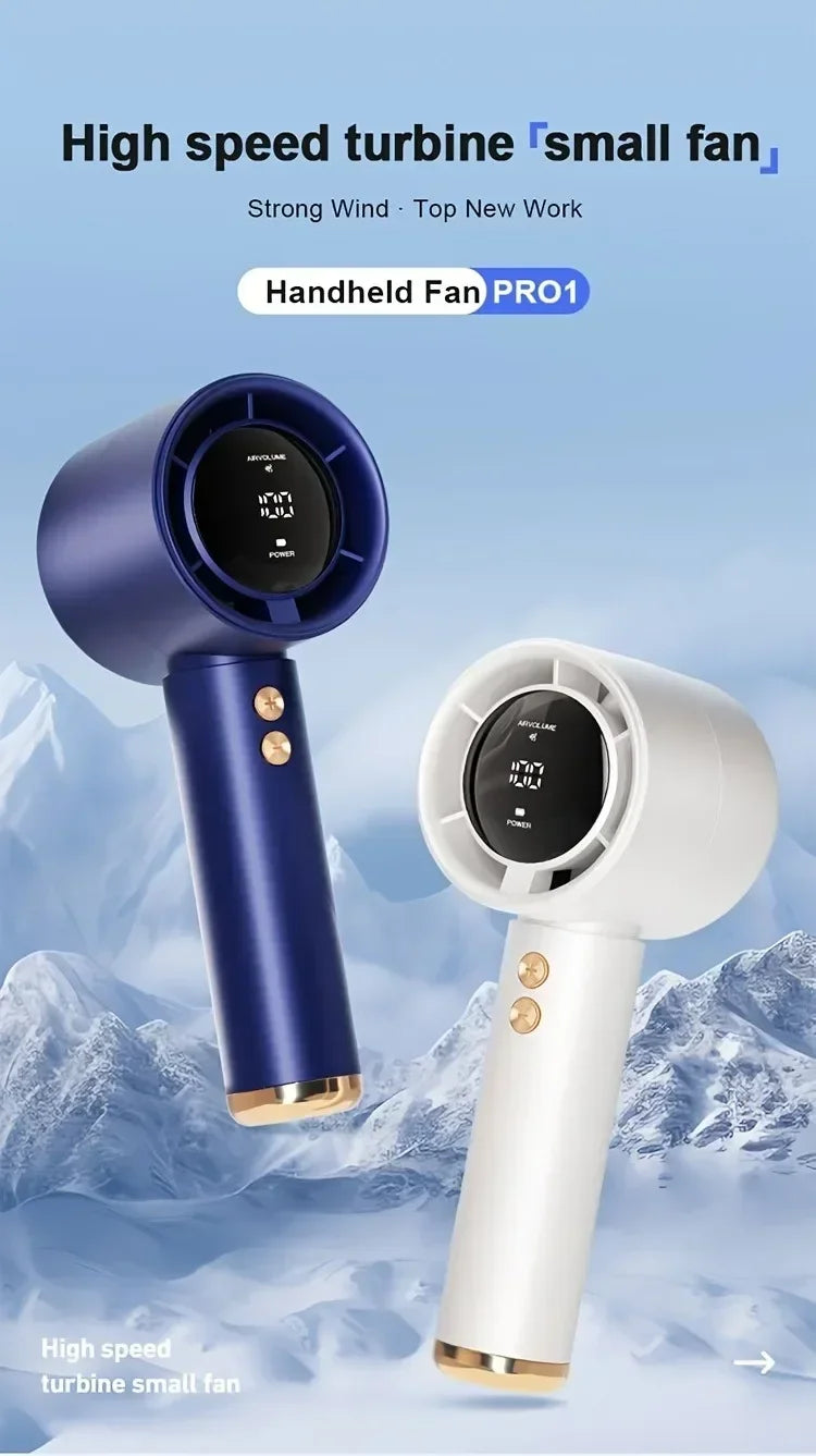 High Speed Portable Turbo Fan Cooler Fan 100-Speed Adjustment High-Speed Fan Handheld Fan Mini Fan 100-Level Adjustment Portable