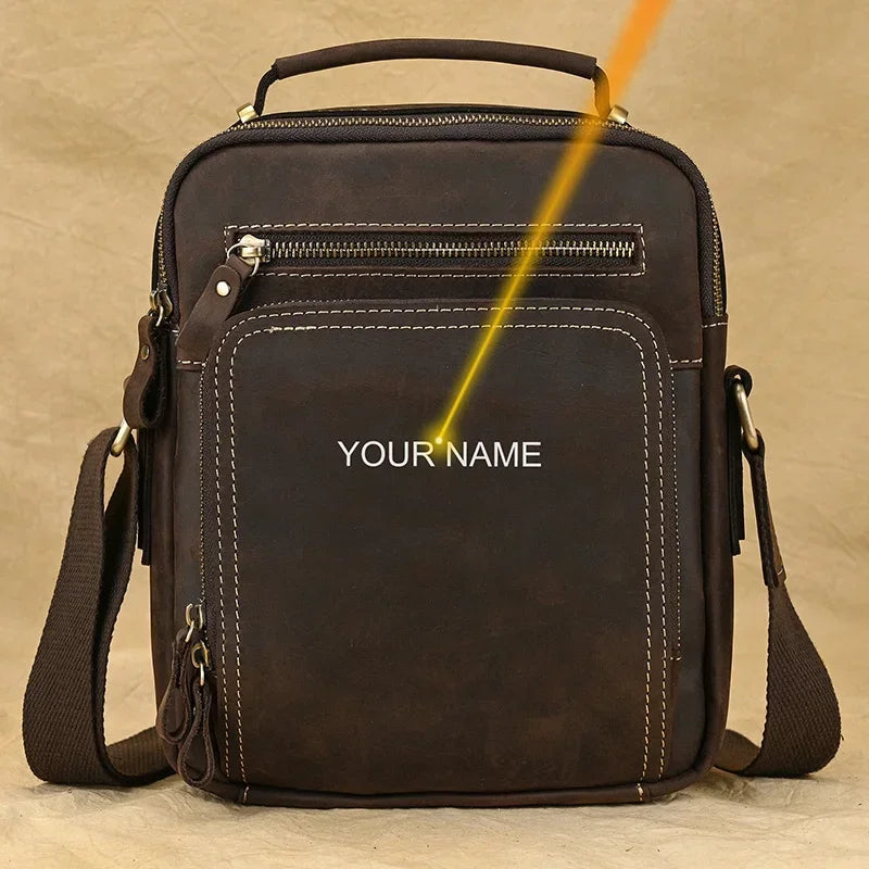 Newsibrds High Quality Genuine Leather Shoulder Bag Real Cowhide Men's Crossbody Bag Vintage Style Leather Sling Bag Of Man