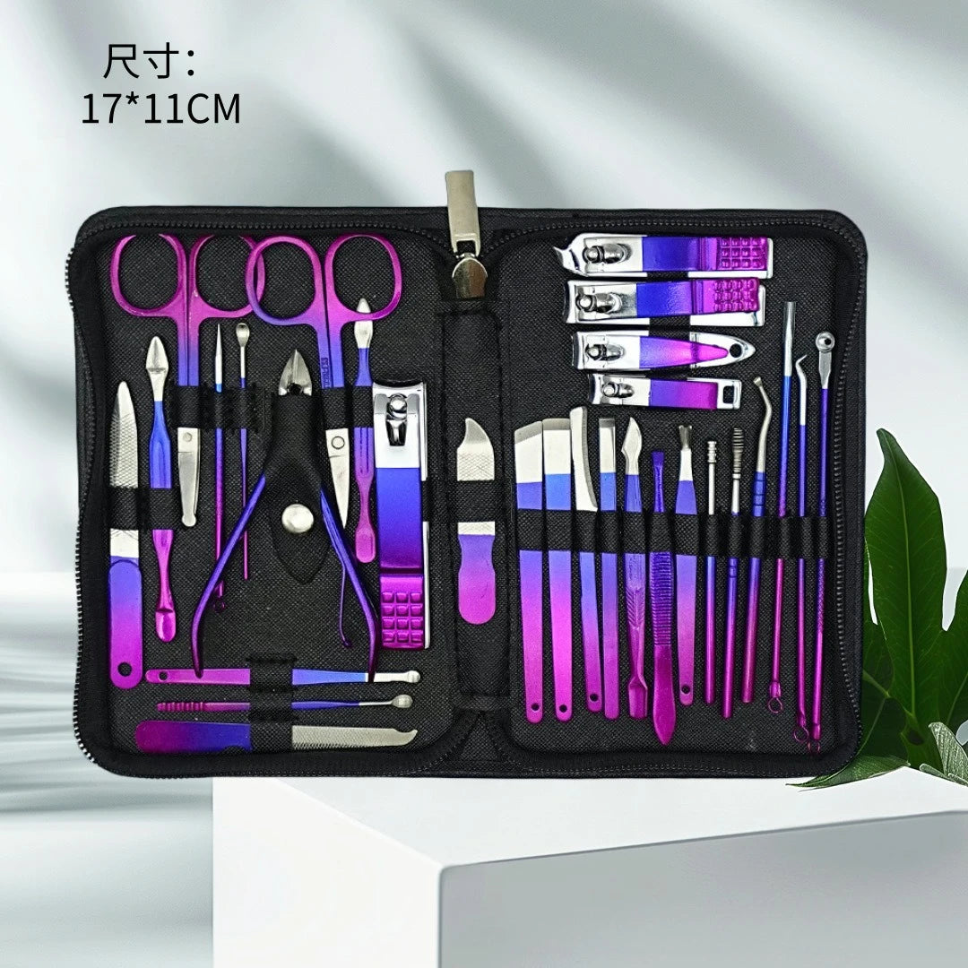 Classic Manicure Set Professional Stainless Steel Pedicure Kit Precision Nail Care with Travel Case with Nail Clipper Scissor
