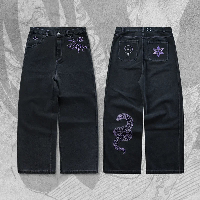 Y2K Baggy jeans Anime patterns Harajuku Denim Pants Hip Hop streetwear vintage low rise jeans Casual aesthetic wide leg jeans