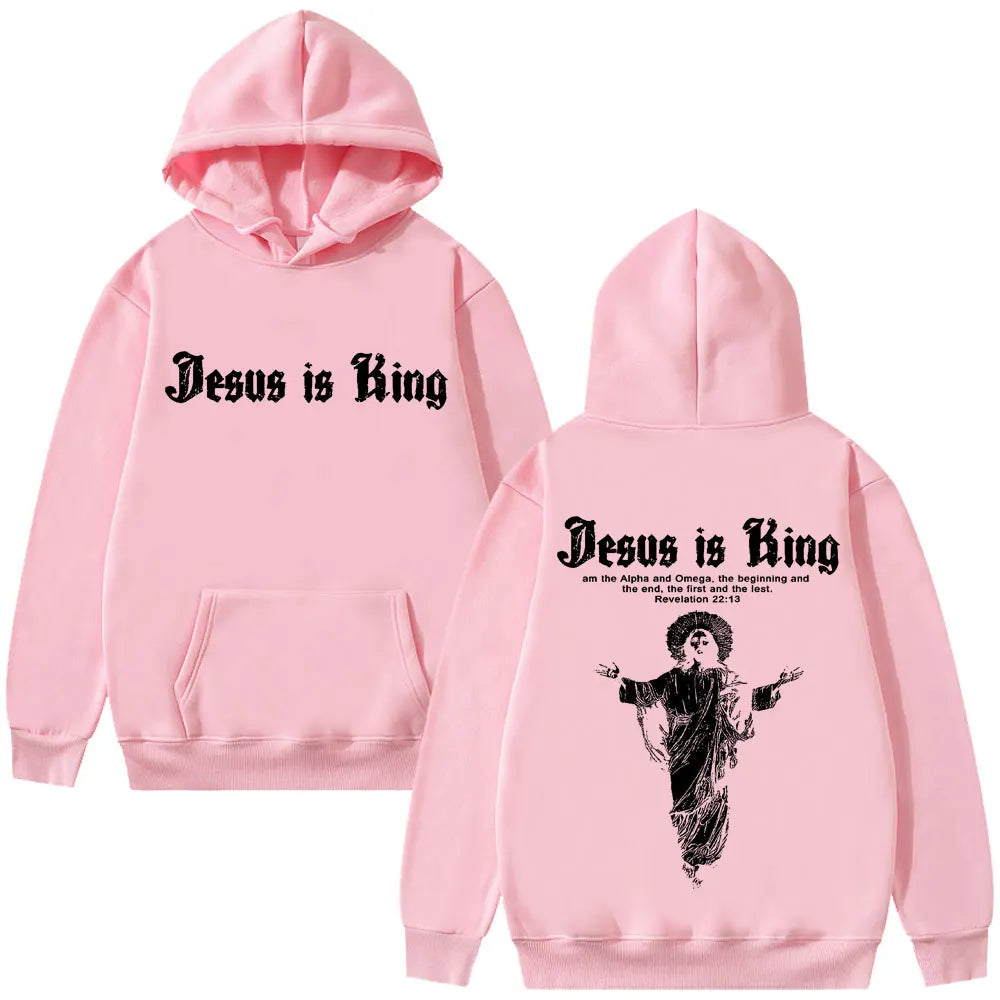 Jesus Is King Graphic Hoodie Christian Religious Clothes Men Women Fashion Gothic Rock Sweatshirt Hip Hop Oversized Streetwear