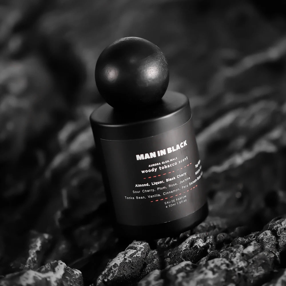 Perfume Black Noir Tobacco Cologne for Men Woody Leather Fragrance with Tonka Bean Rum 50ML Eau de Parfum Spicy Amber Scent