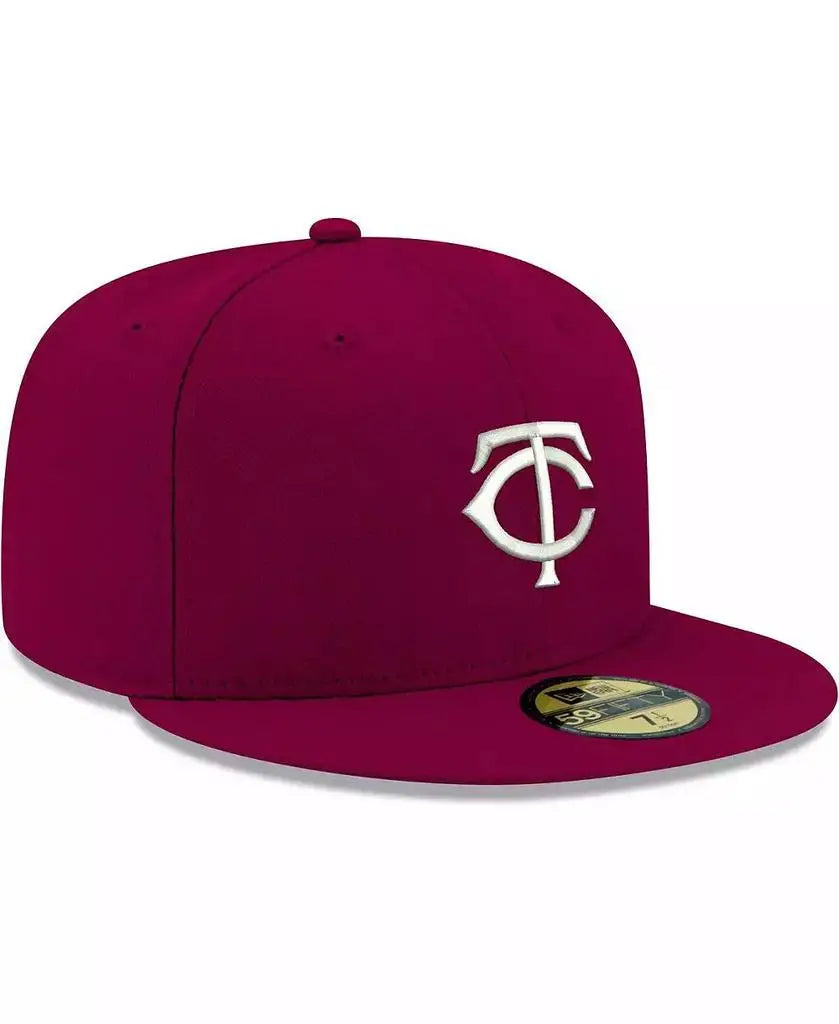 New Era | Men's Cardinal Minnesota Twins Logo White 59FIFTY Fitted Hat