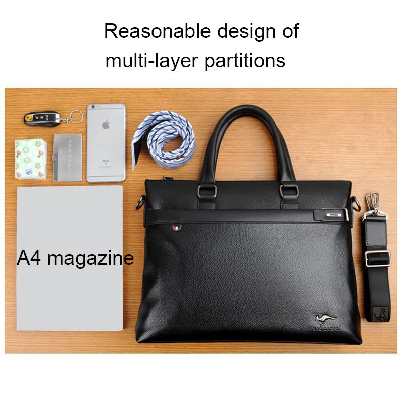 Men's Bag Genuine Leather Men Briefcase for Laptop 14 Messenger Men's Leather Bag Business Portfolio for Document A4