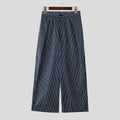 INCERUN Men Striped Pants Button Joggers Loose Casual Wide Leg Trousers Men Streetwear 2025 Fashion Leisure Long Pants S-5XL