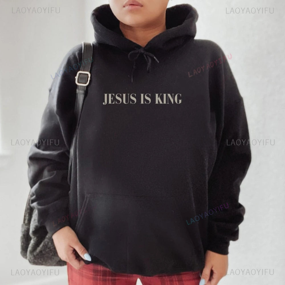 Jesus Is King Sweatshirt Jesus Women Long Seleeve Hoodie Christian Hoody Clothes Christian Streetwear Gospel Jesus Clothes