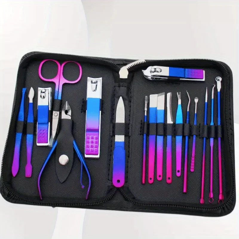 Classic Manicure Set Professional Stainless Steel Pedicure Kit Precision Nail Care with Travel Case with Nail Clipper Scissor
