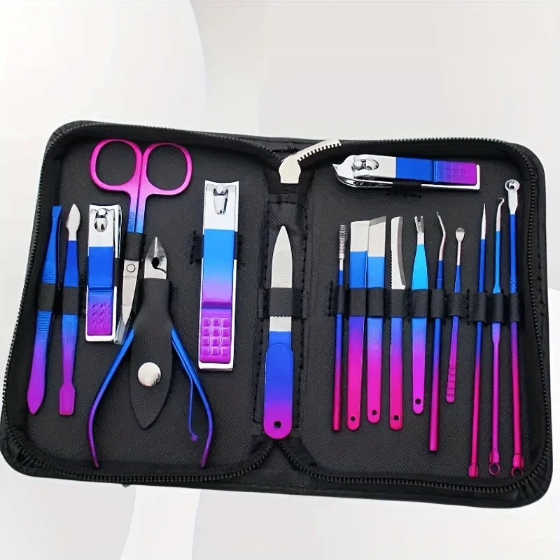 Classic Manicure Set Professional Stainless Steel Pedicure Kit Precision Nail Care with Travel Case with Nail Clipper Scissor