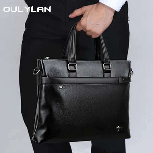 Men's Bag Genuine Leather Men Briefcase for Laptop 14 Messenger Men's Leather Bag Business Portfolio for Document A4