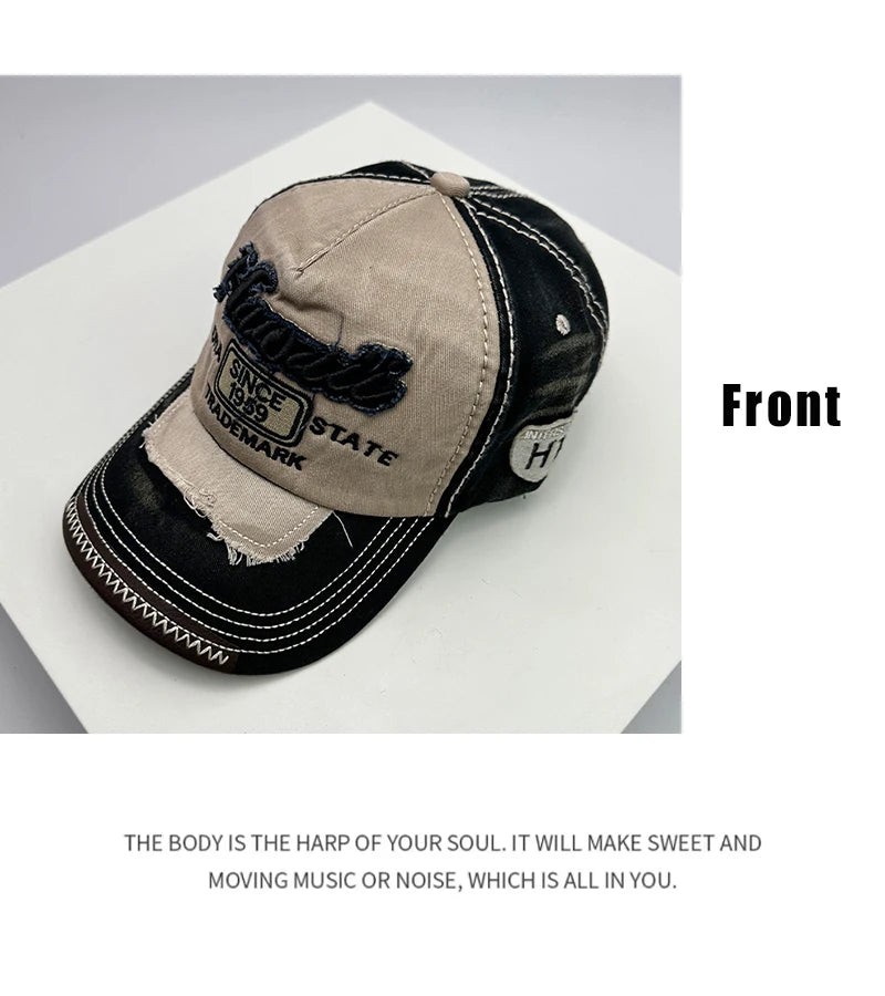 Vintage Washing Men & Women Baseball Hats Cotton Snapback Caps Embroidery New Versatile Fashion Letter Leisure Distress