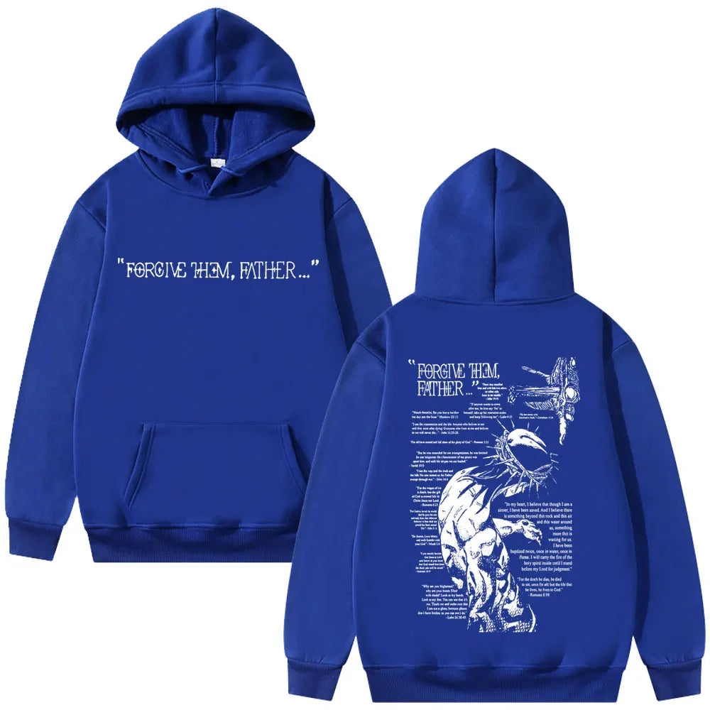 Christian Religious Jesus Forgive Them Father Graphic Hoodie Men Women Gothic Rock Harajuku Sweatshirt Man Oversized Streetwear