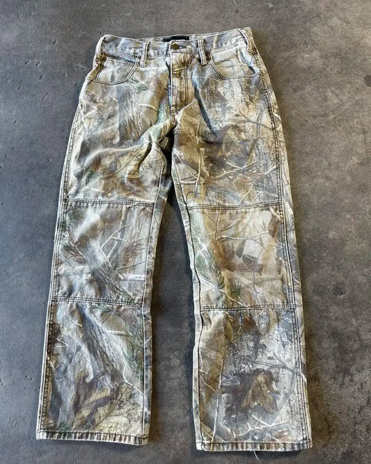 90s Jeans New Harajuku Hip Hop Camouflage Retro Oversize Denim Pants Fashion Men Clothing Straight Leg Wide Leg Jeans Streetwear