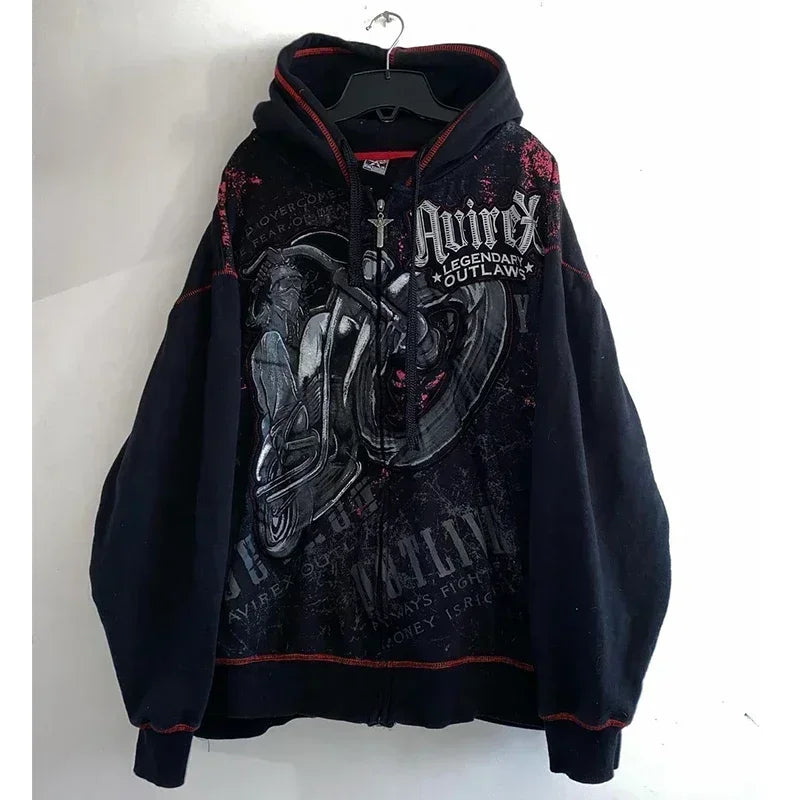 Pure Black Letter Print Hoodie Men Autumn and Winter Long-sleeved Harajuku Style Casual Hip-hop Element Hooded Sweatshirt