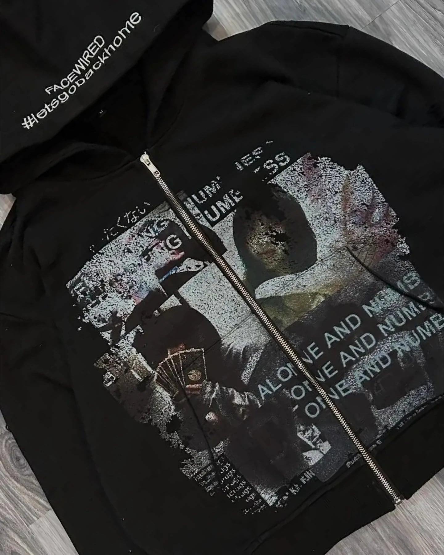 Harajuku Casual Letter Zip Oversized Hoodie Grunge Streetwear Gothic Sweatshirt Hoodies Women Tops Men Clothing Goth Y2k Clothes