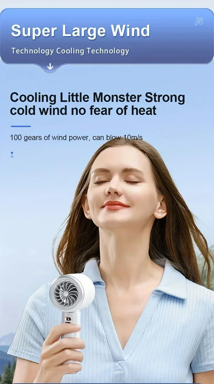 High Speed Portable Turbo Fan Cooler Fan 100-Speed Adjustment High-Speed Fan Handheld Fan Mini Fan 100-Level Adjustment Portable