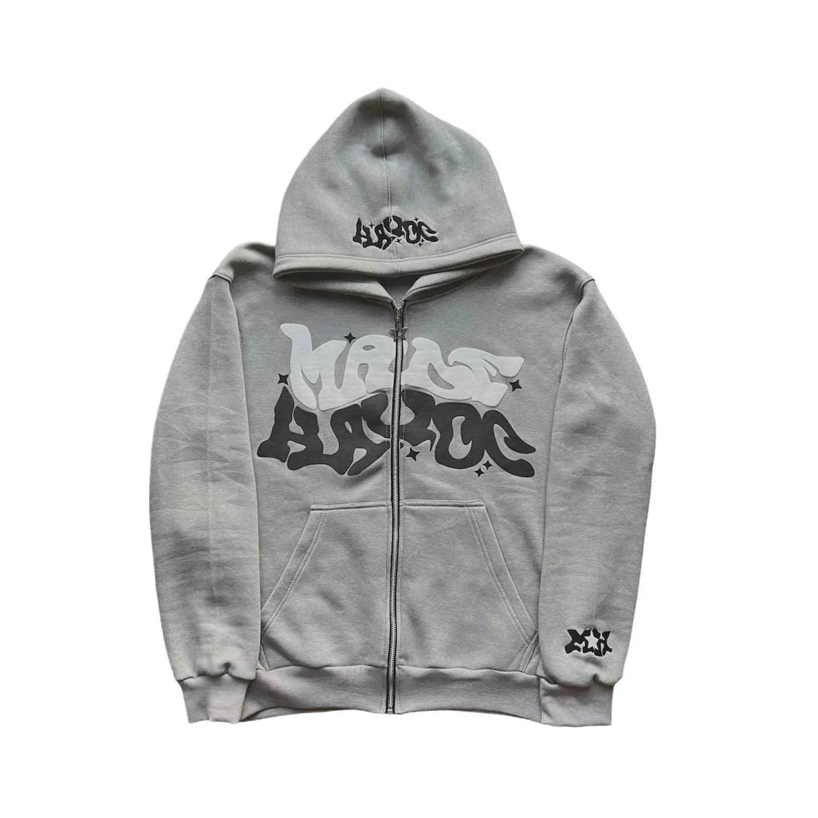 Zipper hooded sweatshirt with retro American letters and stars suitable for men and women  jacket autumn d winter cardigan