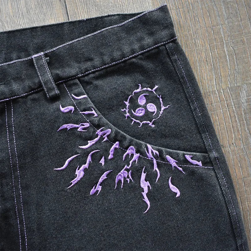 Y2K Baggy jeans Anime patterns Harajuku Denim Pants Hip Hop streetwear vintage low rise jeans Casual aesthetic wide leg jeans