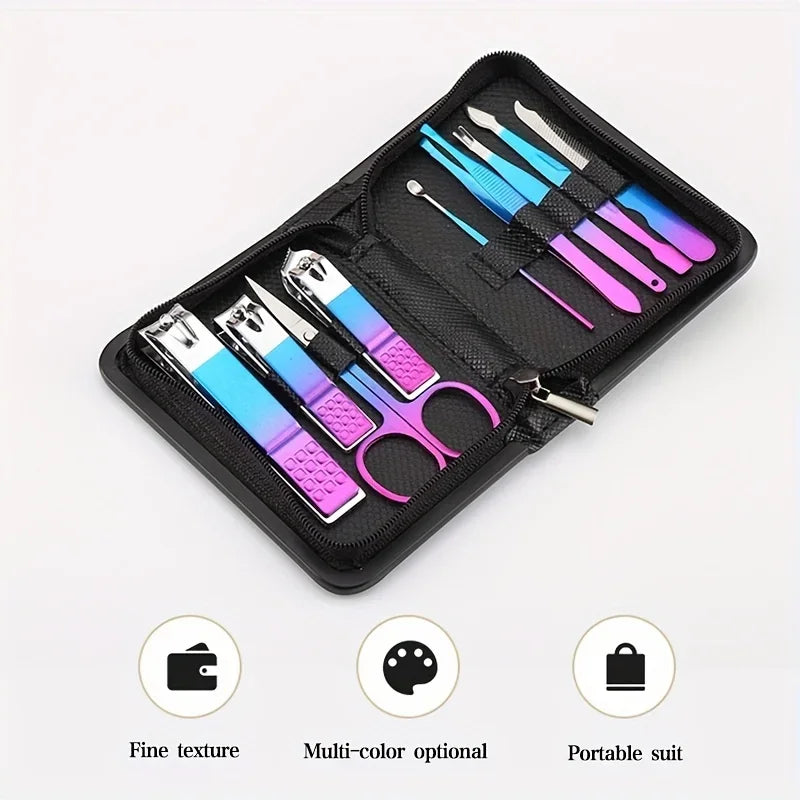 Classic Manicure Set Professional Stainless Steel Pedicure Kit Precision Nail Care with Travel Case with Nail Clipper Scissor