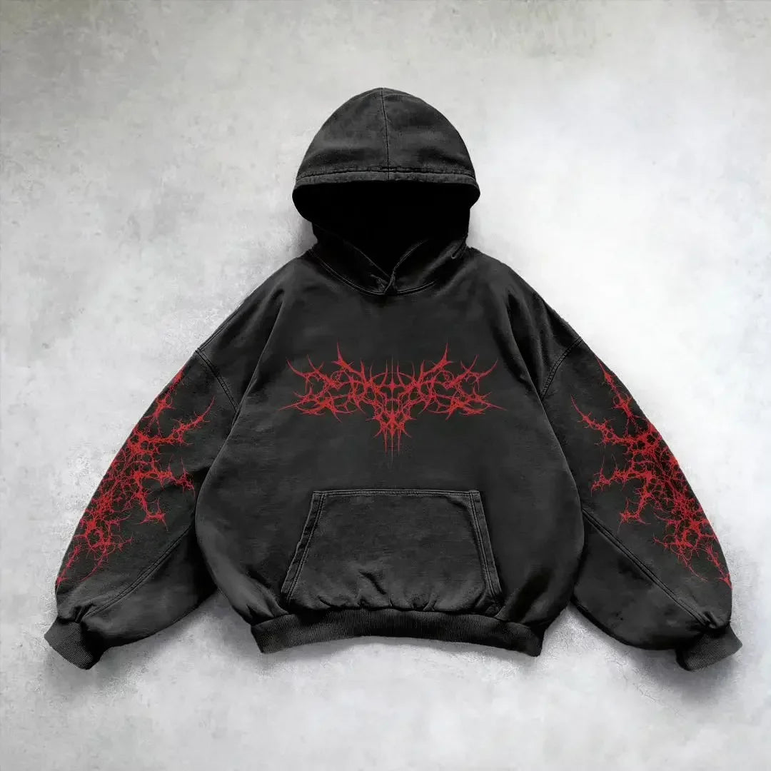 Y2K Unisex Zip Up Vintage Fashion Print Hoodies New Harajuku Hip Hop Long Sleeve Coats Loose Hooded Sweatshirt Men Streetwear