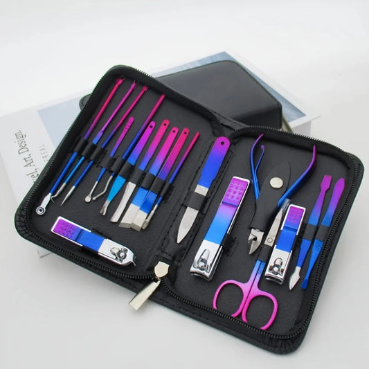 Classic Manicure Set Professional Stainless Steel Pedicure Kit Precision Nail Care with Travel Case with Nail Clipper Scissor