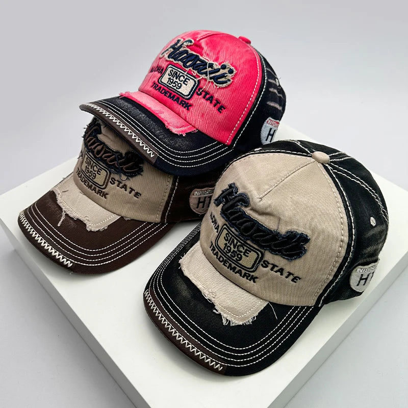 Vintage Washing Men & Women Baseball Hats Cotton Snapback Caps Embroidery New Versatile Fashion Letter Leisure Distress