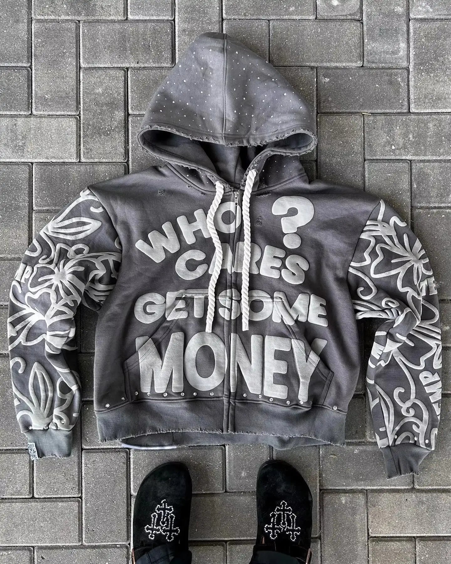 Y2K Unisex Zip Up Vintage Fashion Print Hoodies New Harajuku Hip Hop Long Sleeve Coats Loose Hooded Sweatshirt Men Streetwear