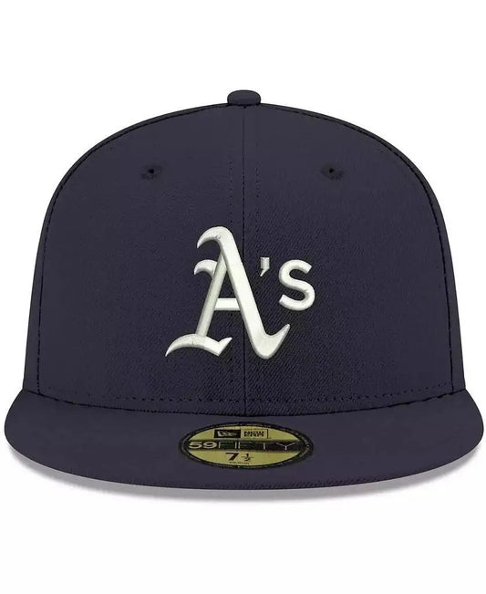 New Era | Men's Navy Oakland Athletics Logo White 59FIFTY Fitted Hat