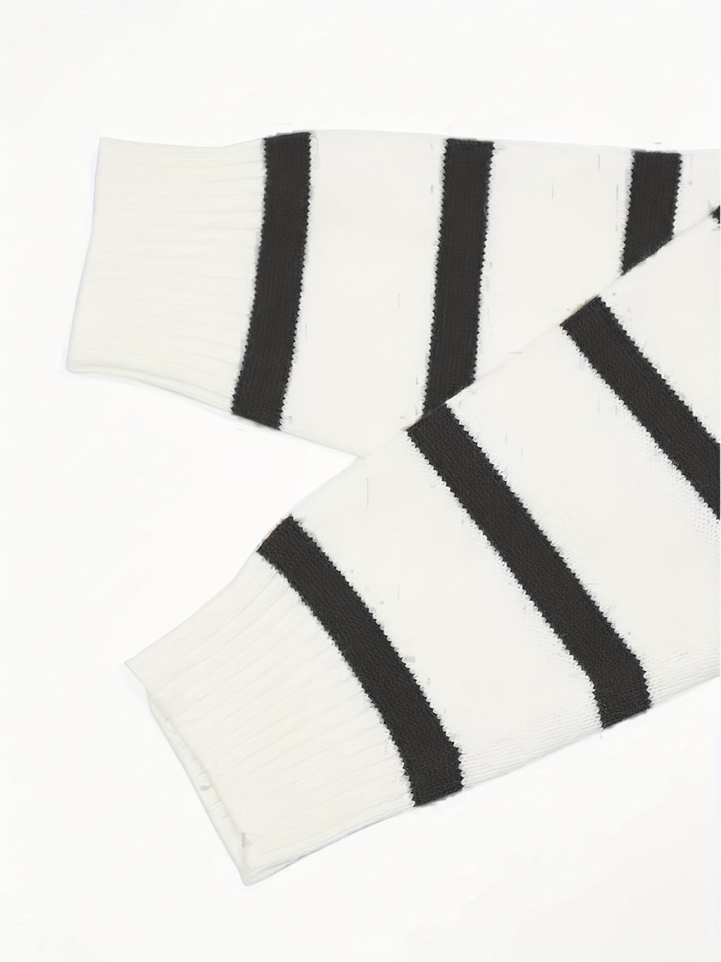 Women's Elegant Striped Sweater - Loose Fit Zippered Front High Neck Pullover, Medium Stretch Opaque Fall Winter Sweating-Looking Suitable for Daily or Formal Wear