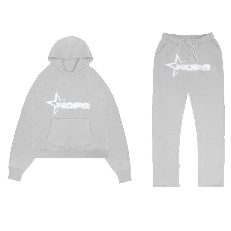 Men's Y2K Tracksuit Set  Hooded Sweatshirt and Pants, Gothic Hip-hop Punk Rock Streetwear.