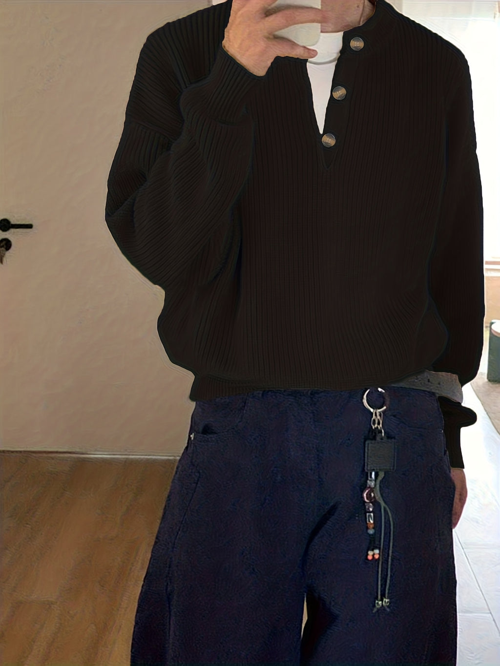 American-Style Henley Sweater for a Relaxed And Sophisticated Autumn-Winter Look for Men, Knit