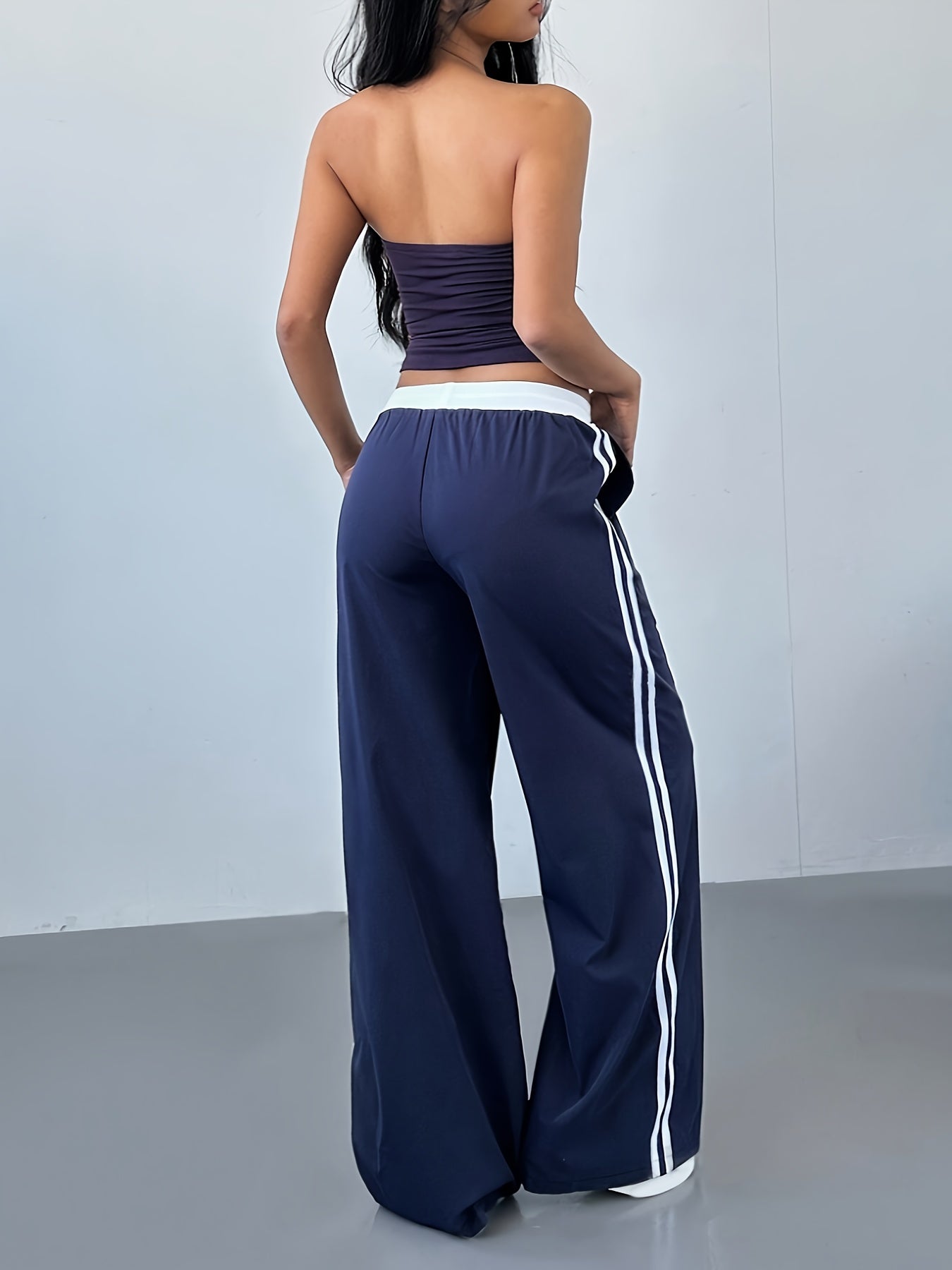Women's Straight Leg Pants - Style All-Season Trousers with Lettering Pattern & Drawstring Waist, for Casual & Professional Wear, Machine Washable, Year-Round (Office, Everyday, Semi-Formal) - Non- Fabric